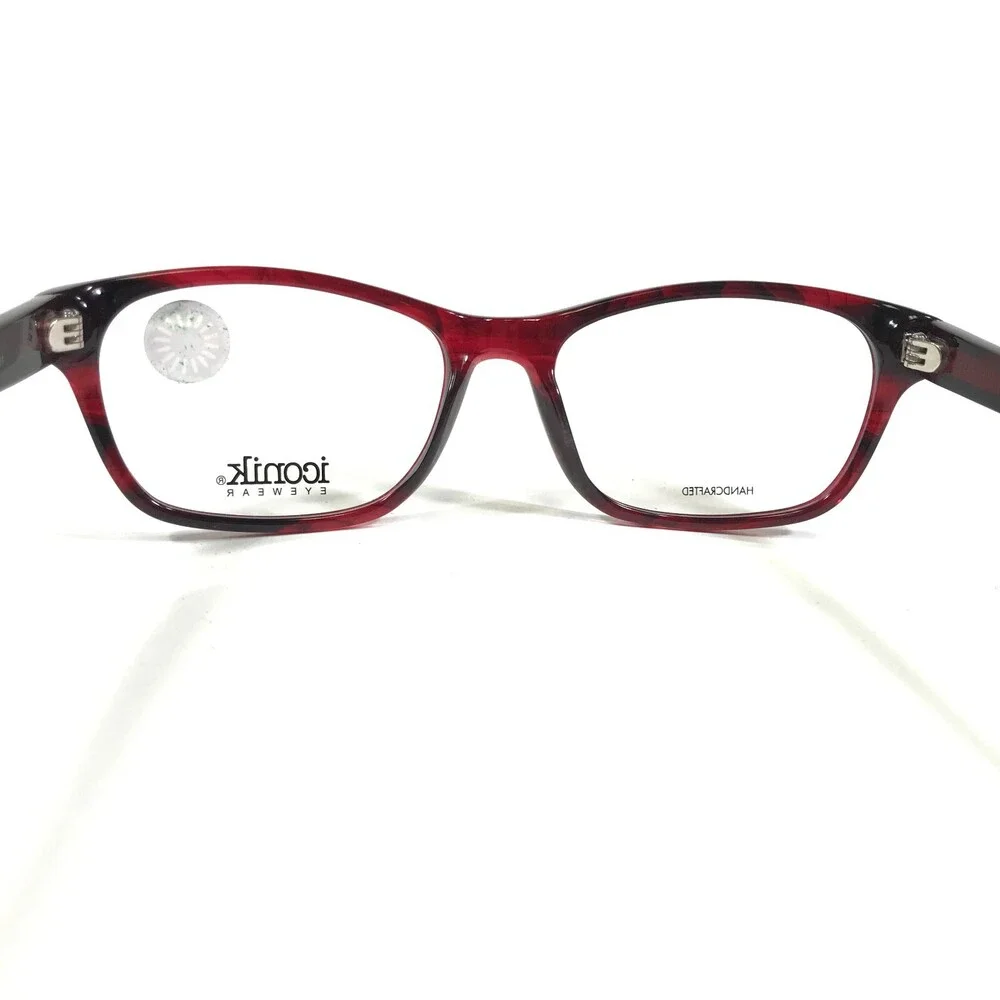 Iconik Eyeglasses Frames Annie C01 Red Horn Square Full Rim 53-17-140
